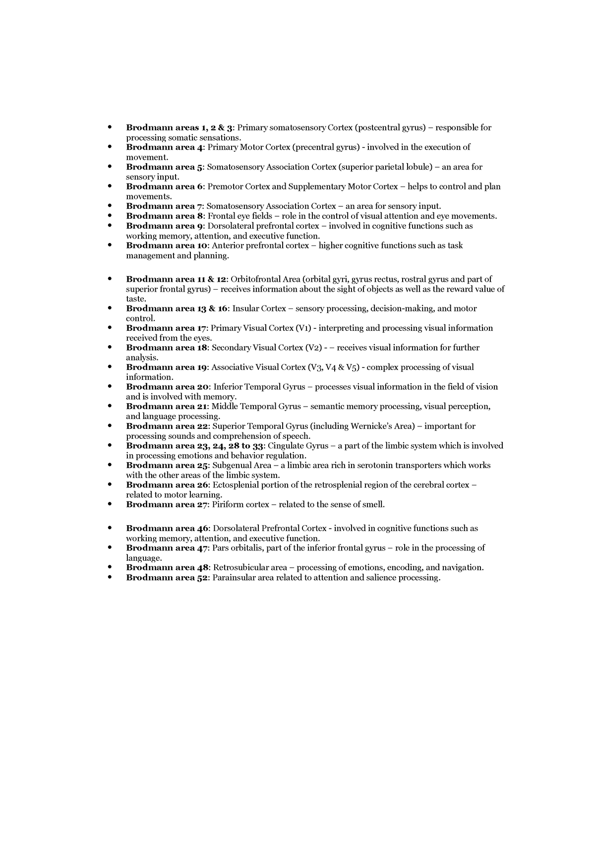 Brodmann Areas 1 - Ksks - Brodmann Areas 1, 2 & 3: Primary ...