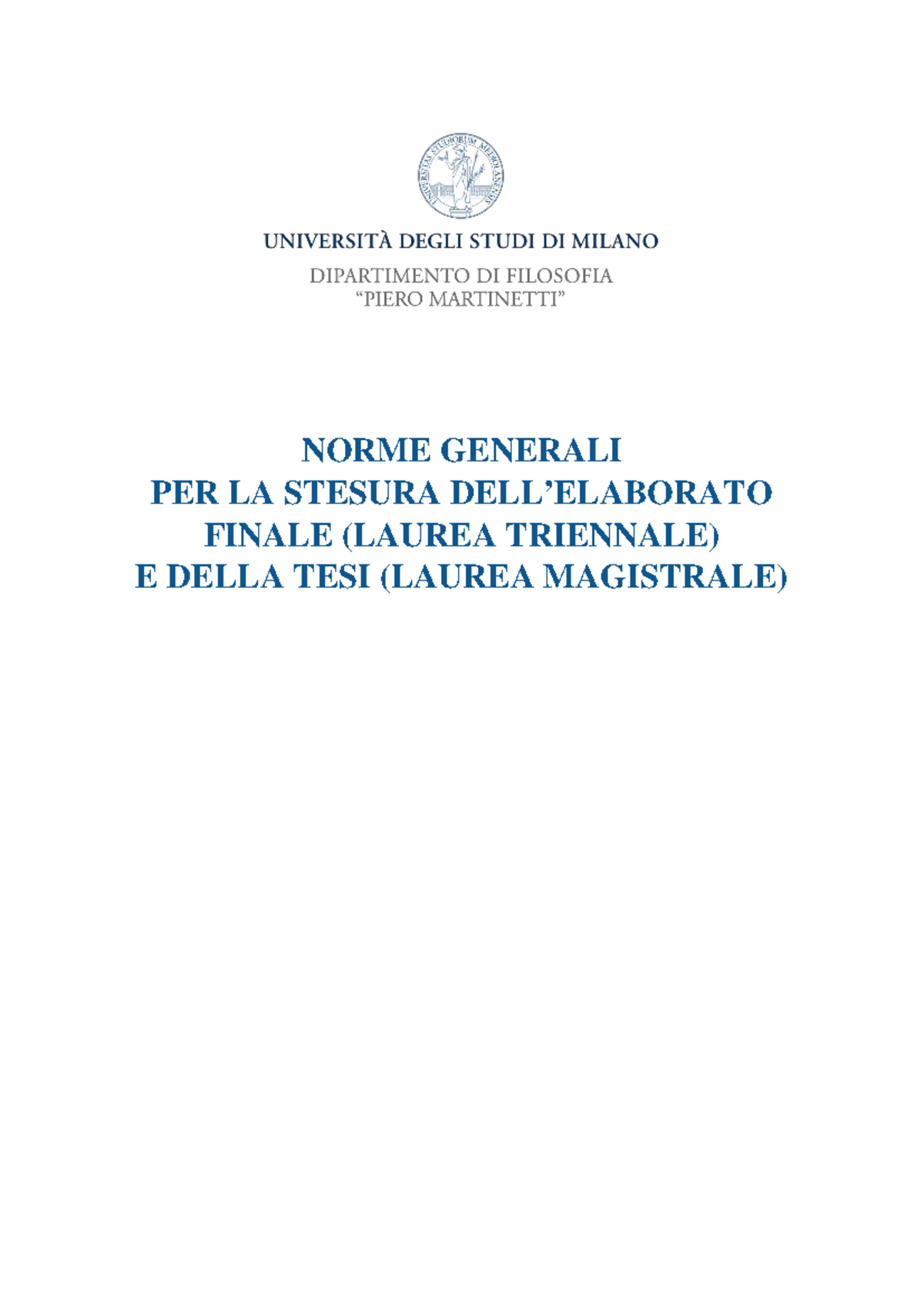 Guida Per Stesura Tesi - NORME GENERALI PER LA STESURA DELL’ELABORATO ...