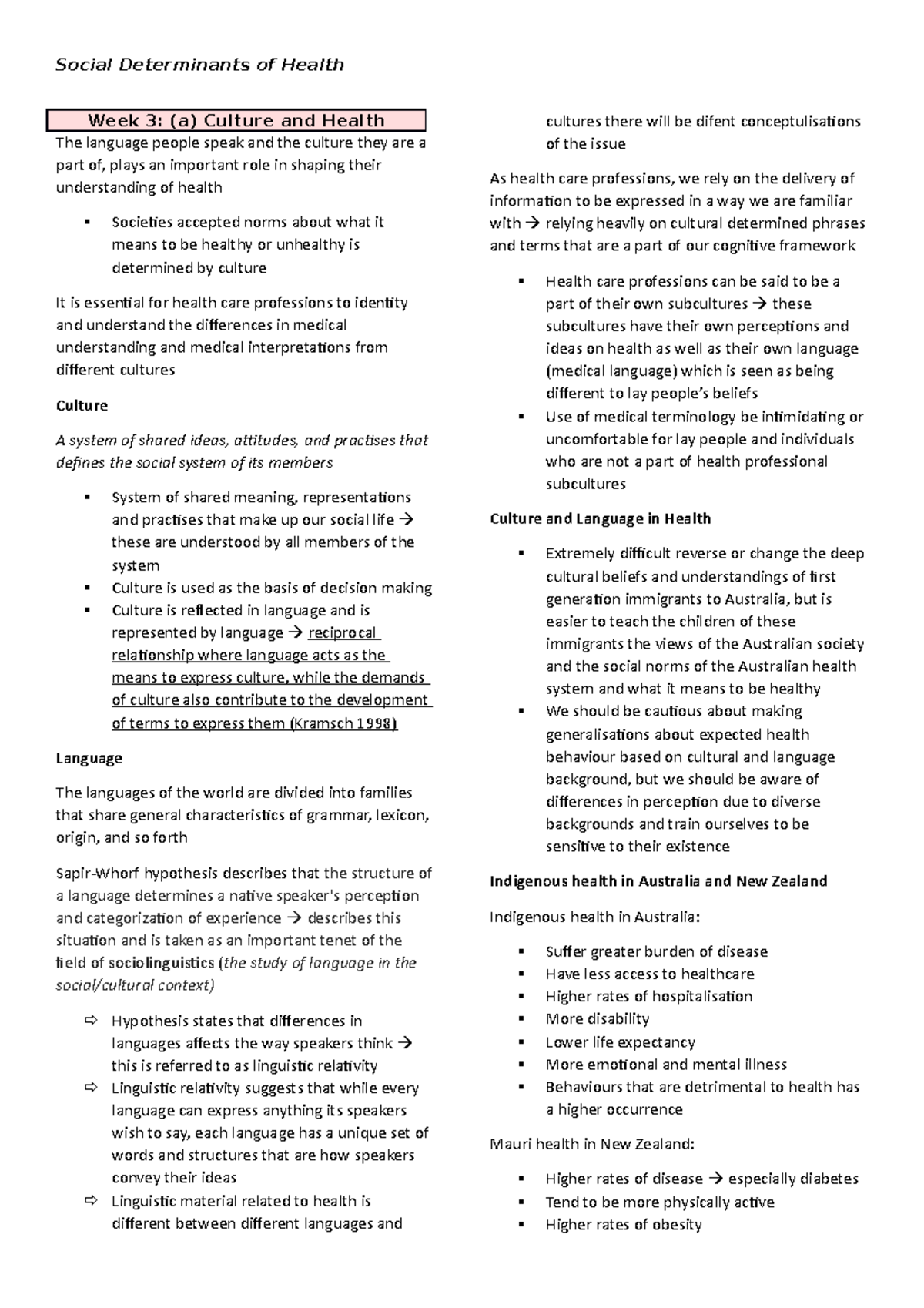 Week 3 - Summary Social Determinants Of Health - Social Determinants of ...