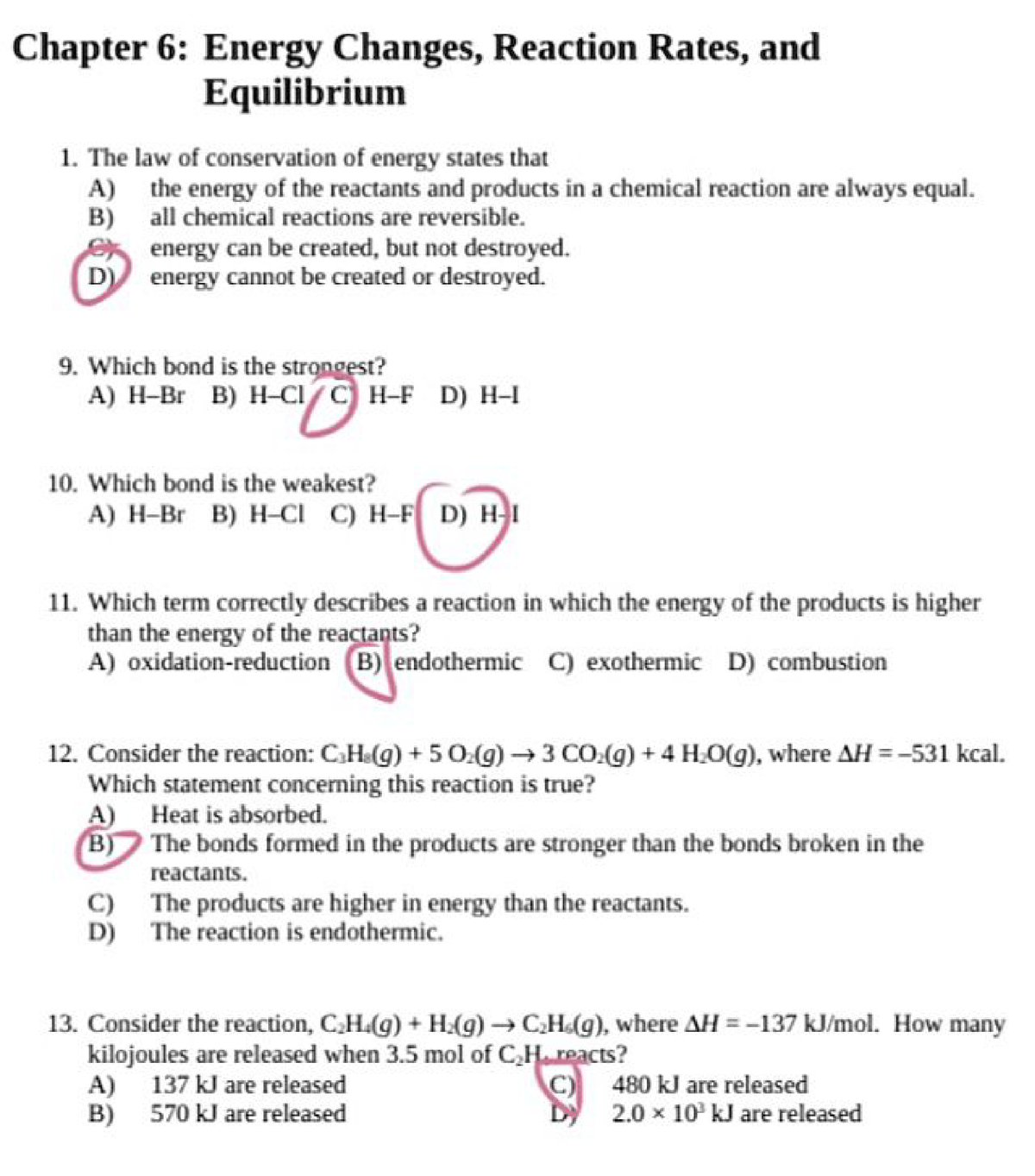 Chapter 6: Energy Changes, Reaction Rates, And Equilibrium - CHEM 110 ...