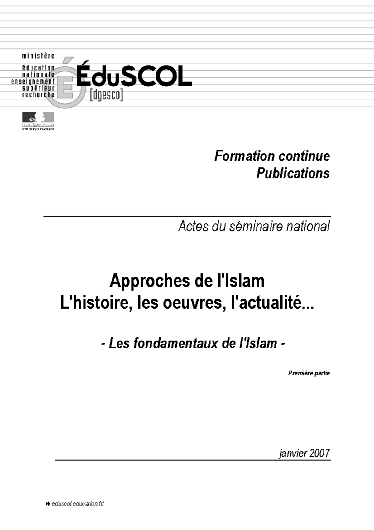 Islam 3 - Rien a ajouter - !eduscol.education/ Formation continue ...