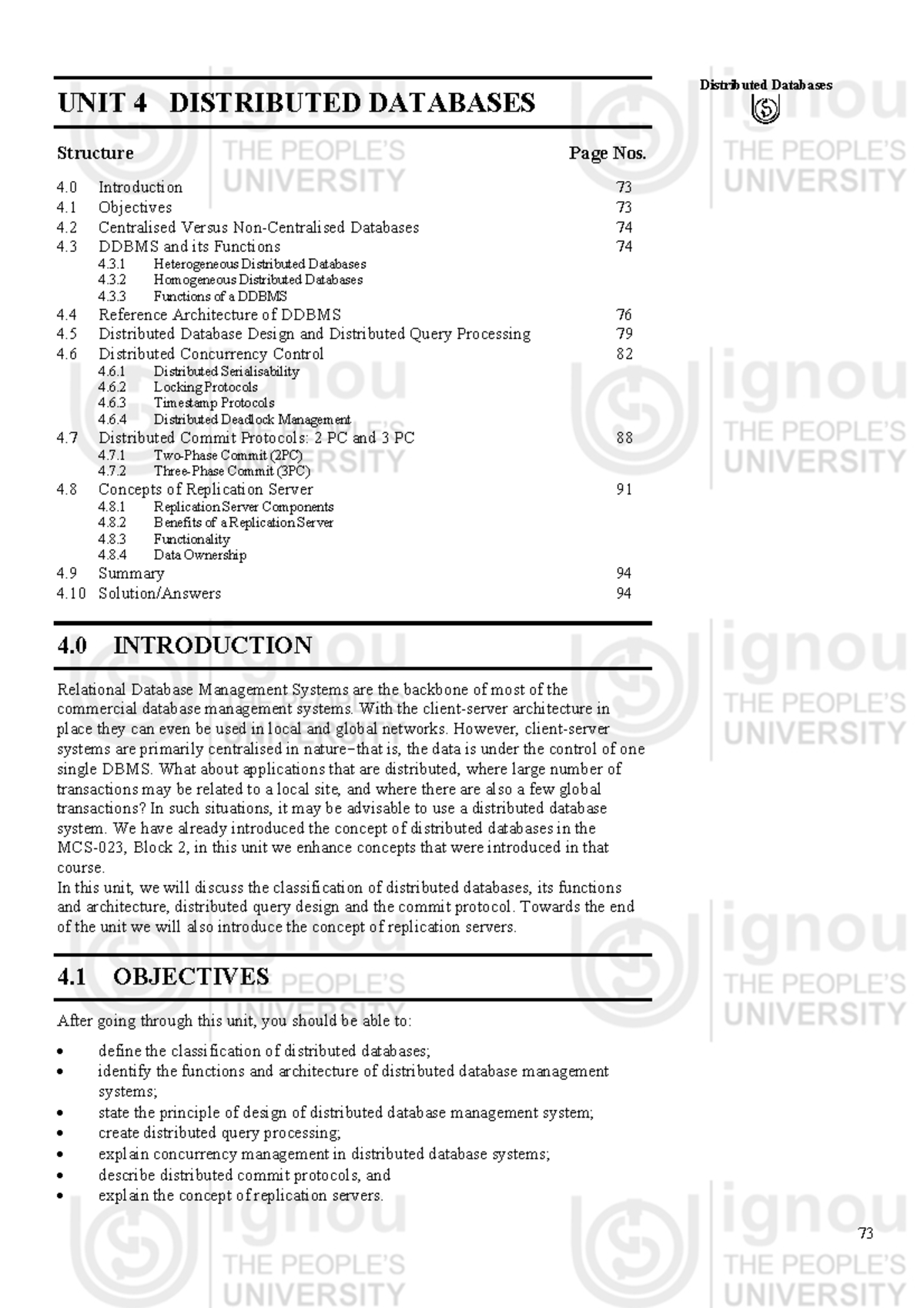 Block 2 unit 4 - EXPSRA - Distributed Databases UNIT 4 DISTRIBUTED ...