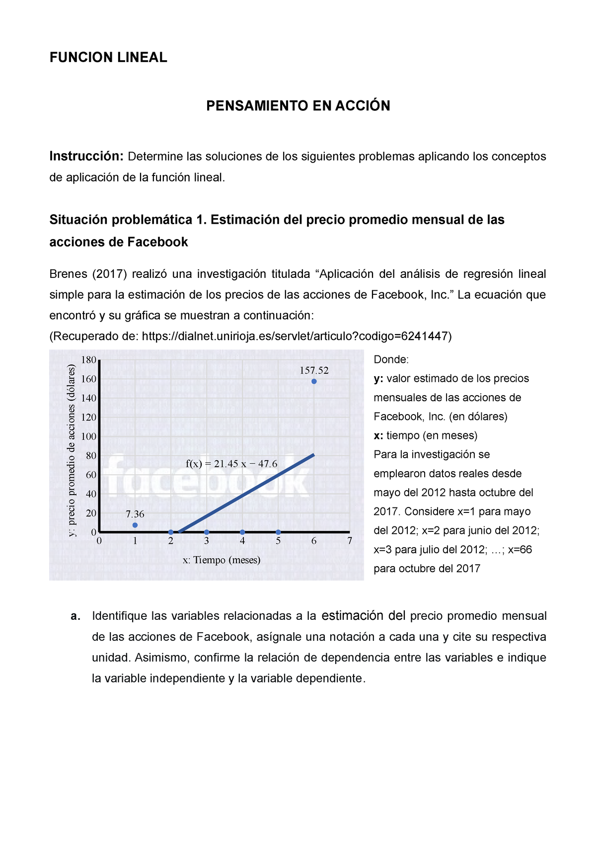 Funcion Lineal Sesion Funcion Lineal Pensamiento En Acci N Nto En Acci N Instrucci N