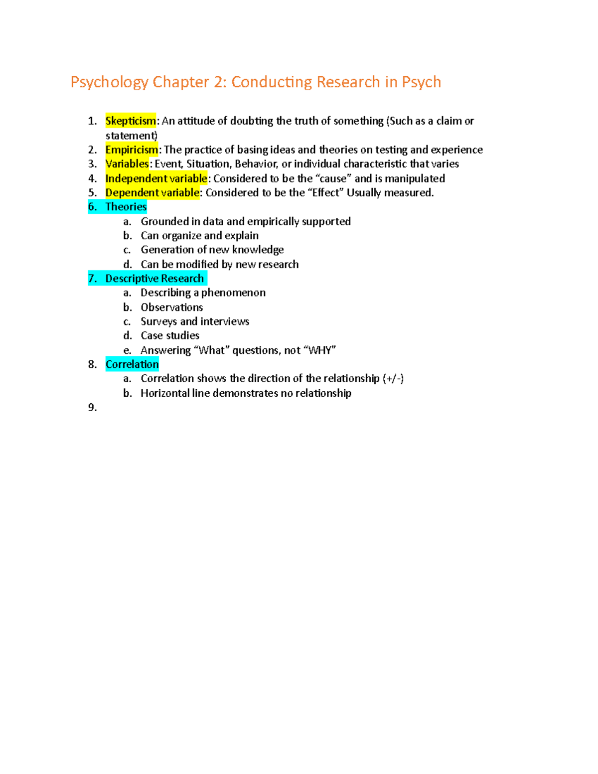 Psychology Chapter 2 Lecture Notes 2 Psychology Chapter 2