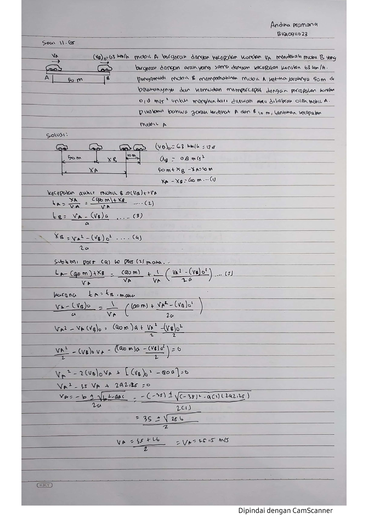 Menentukan Kecepatan Mobil A DAN B - Mekanika Kekuatan Material - Studocu