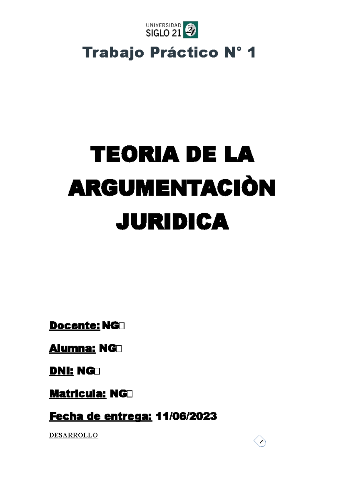 Tp 1 Teoria De La Argumentacion Juridica Trabajo Práctico N° 1 Teoria De La ArgumentaciÒn 0424