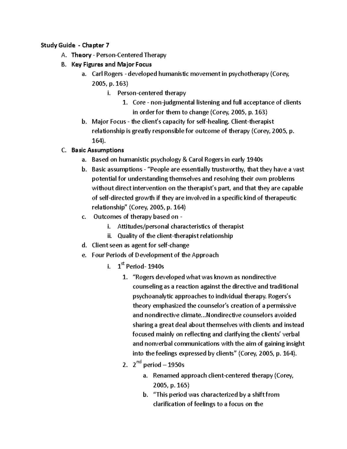 Ch 7 Study Guide CT - Gerald Corey Chapter Notes - Counseling Theories ...