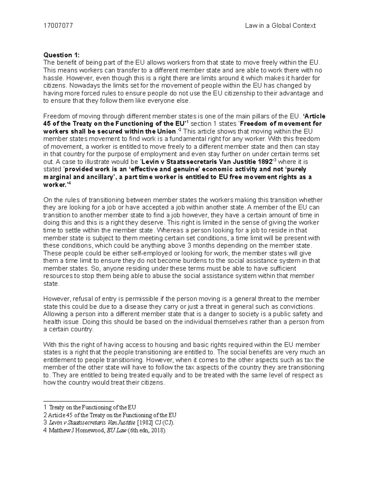 Alternative Assessment - Global Context - Question 1: The benefit of ...