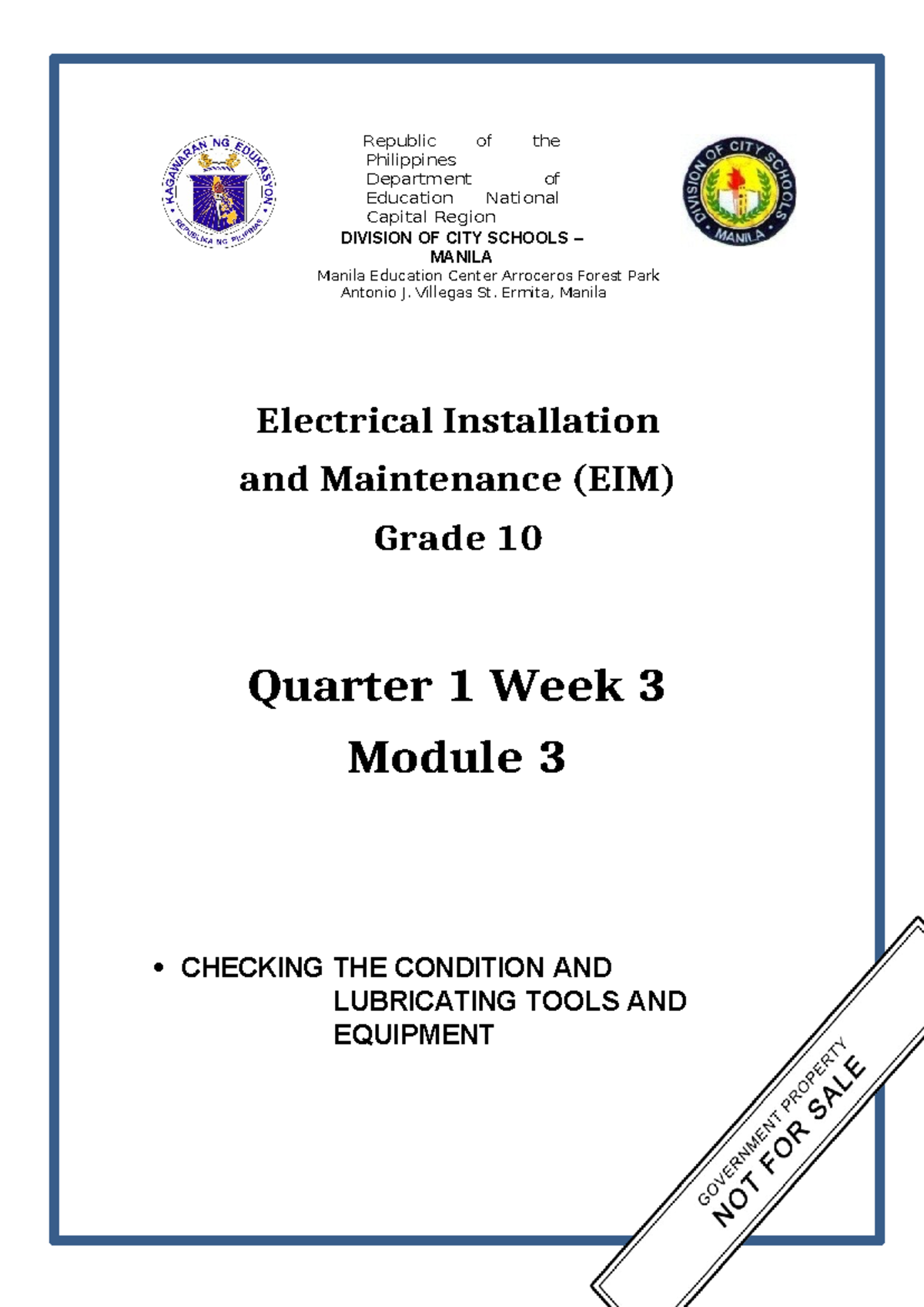 471619113 EIM 10 Quarter 1 Week 3 Module3 pdf - Republic of the ...