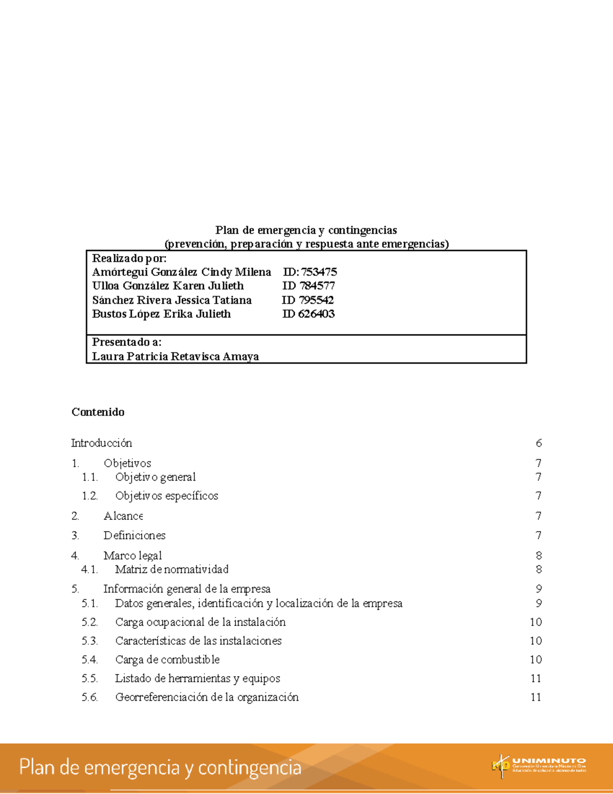 Plan de emergencia y contingencia - Plan de emergencia y contingencias ...