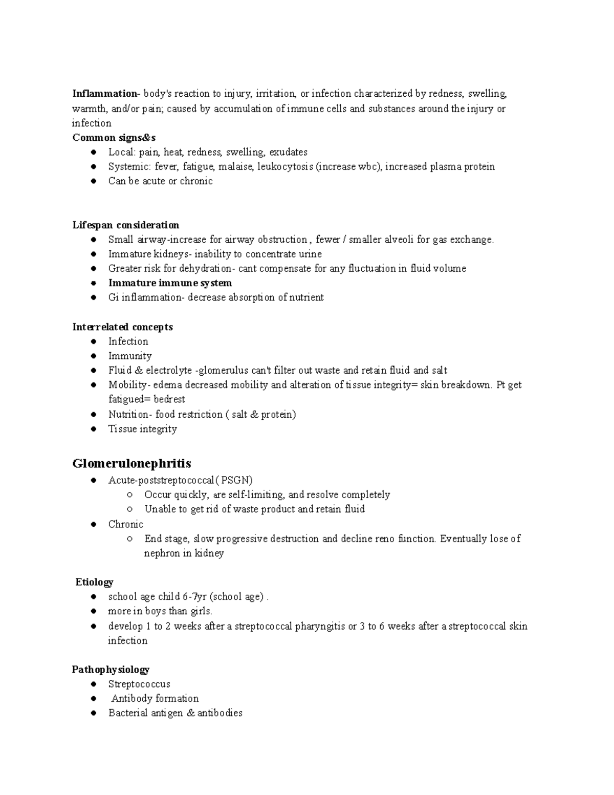 Inflammation - These are some lecture notes on how Glomerulonephritis ...
