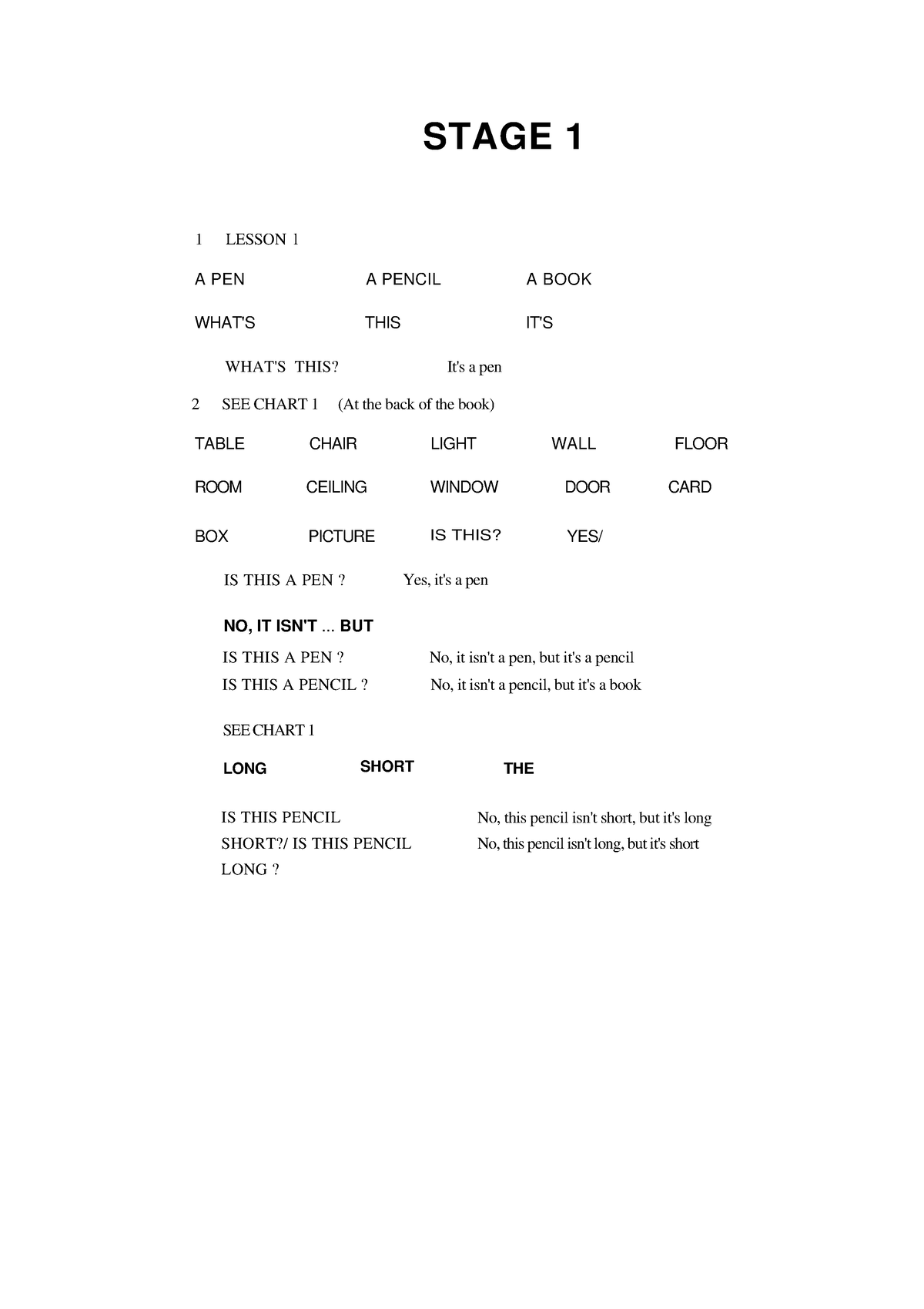 Callan method - book 1 - stage 1 - STAGE 1 1 LESSON l A PEN A