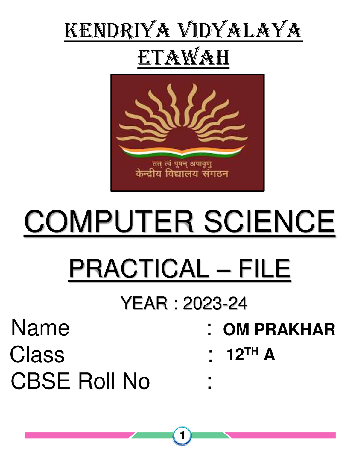 CS Practical - FILE FOR CS STUDENTS - KENDRIYA VIDYALAYA ETAWAH ...