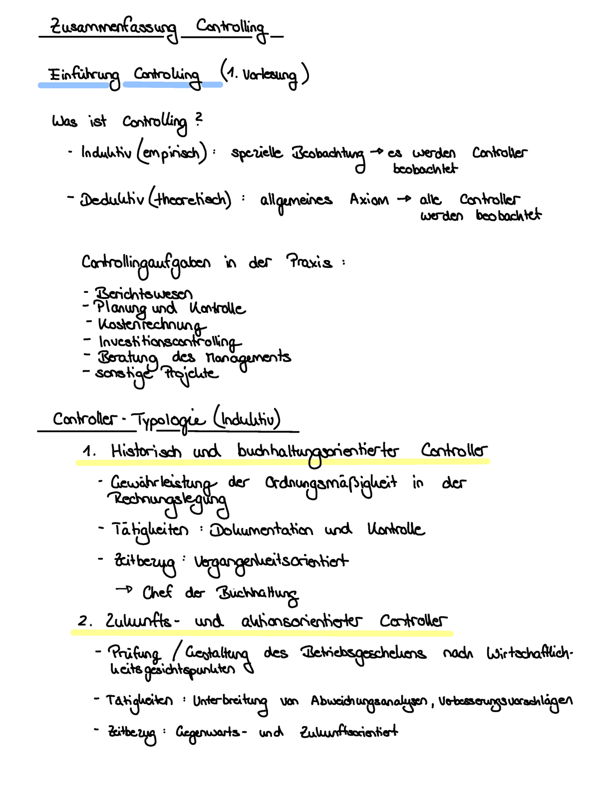 Zusammenfassung Controlling - Studocu