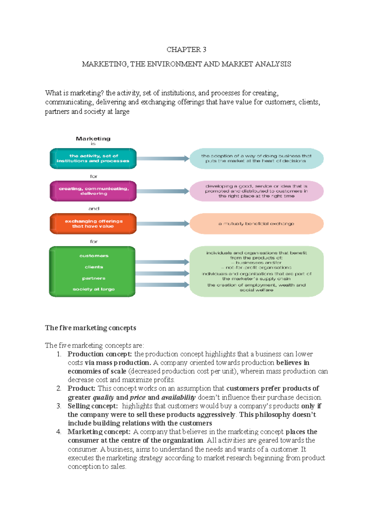 Chapter 3 - My notes - CHAPTER 3 MARKETING, THE ENVIRONMENT AND MARKET ...