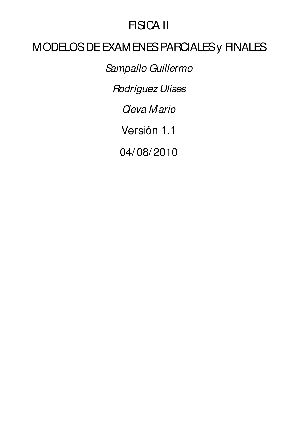 Modelos De Parcial Fisica II - FISICA II MODELOS DE EXAMENES PARCIALES ...