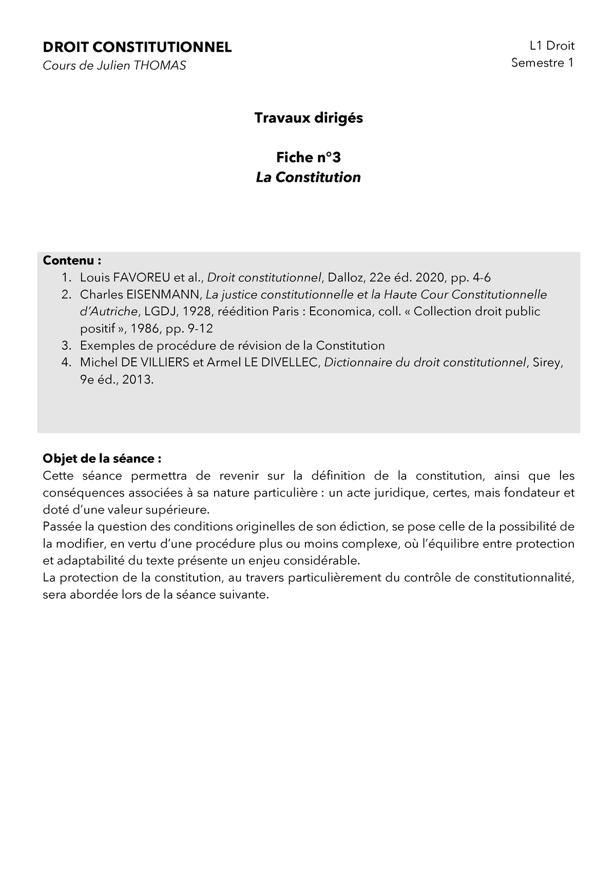 Fiche N°3-La Constitution - DROIT CONSTITUTIONNEL Cours De Julien ...