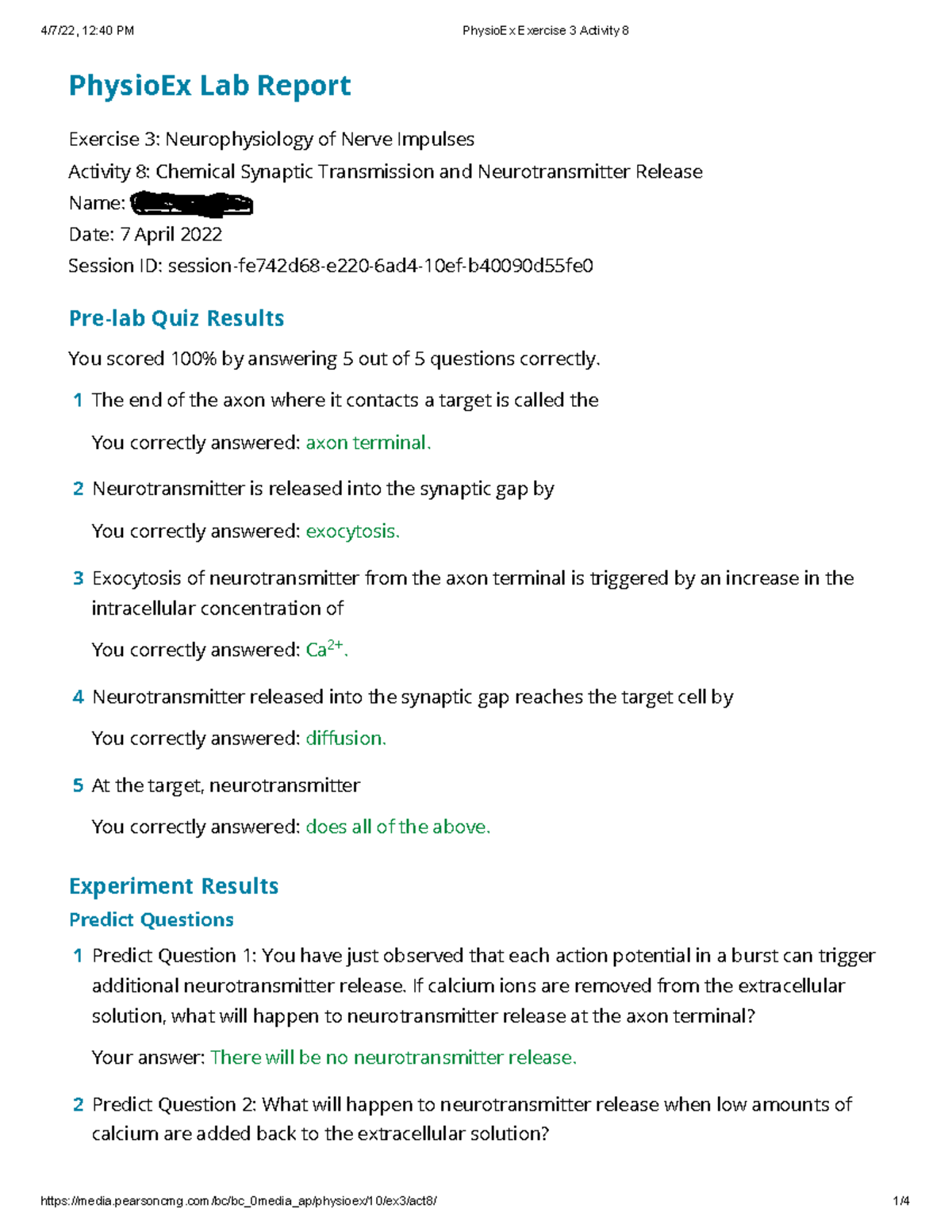 Physio Ex Exercise 3 Activity 8 Lab homework PhysioEx Lab Report