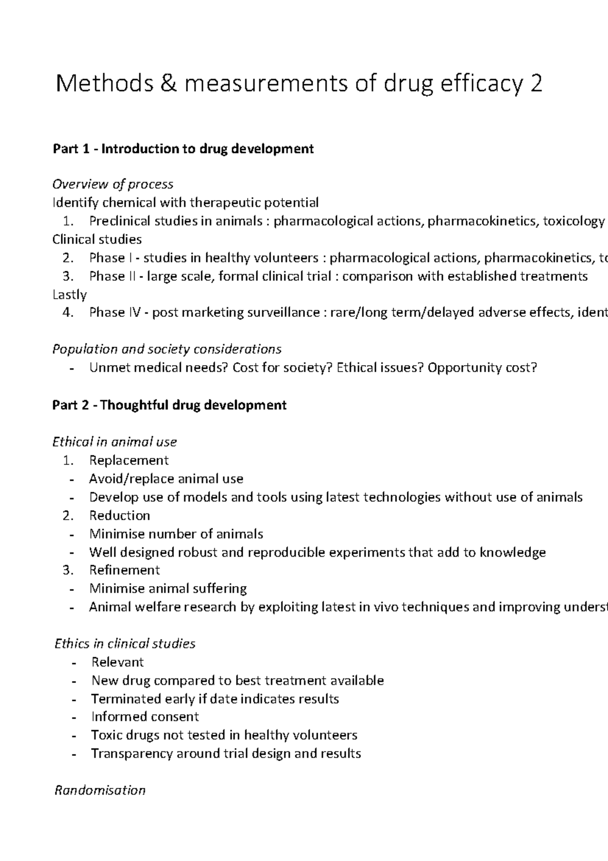 Methods & measurements of drug efficacy 2 Part 1 Introduction to