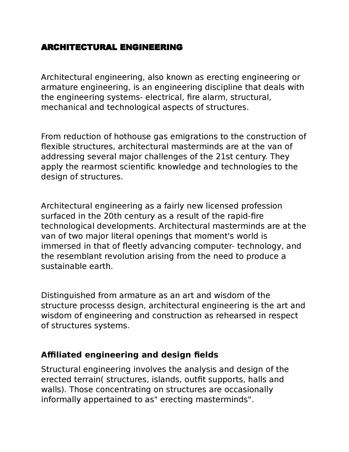 essay about architect engineering