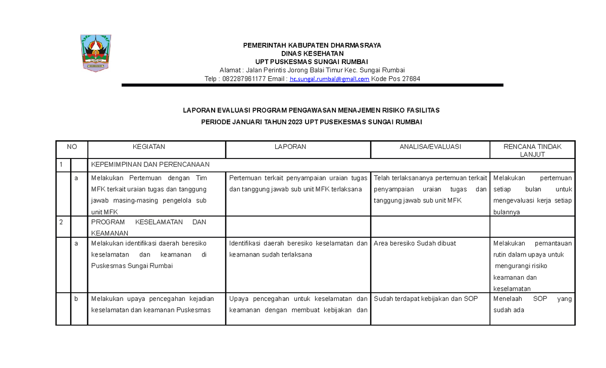 1.4.1.5 A Bukti Evaluasi DAN Hasil TL MFK - Copy - PEMERINTAH KABUPATEN ...