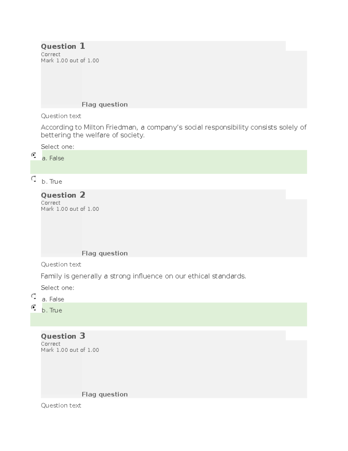 All Quiz Unit 1-8 PHIL1404 - Question 1 Correct Mark 1 out of 1. Flag ...