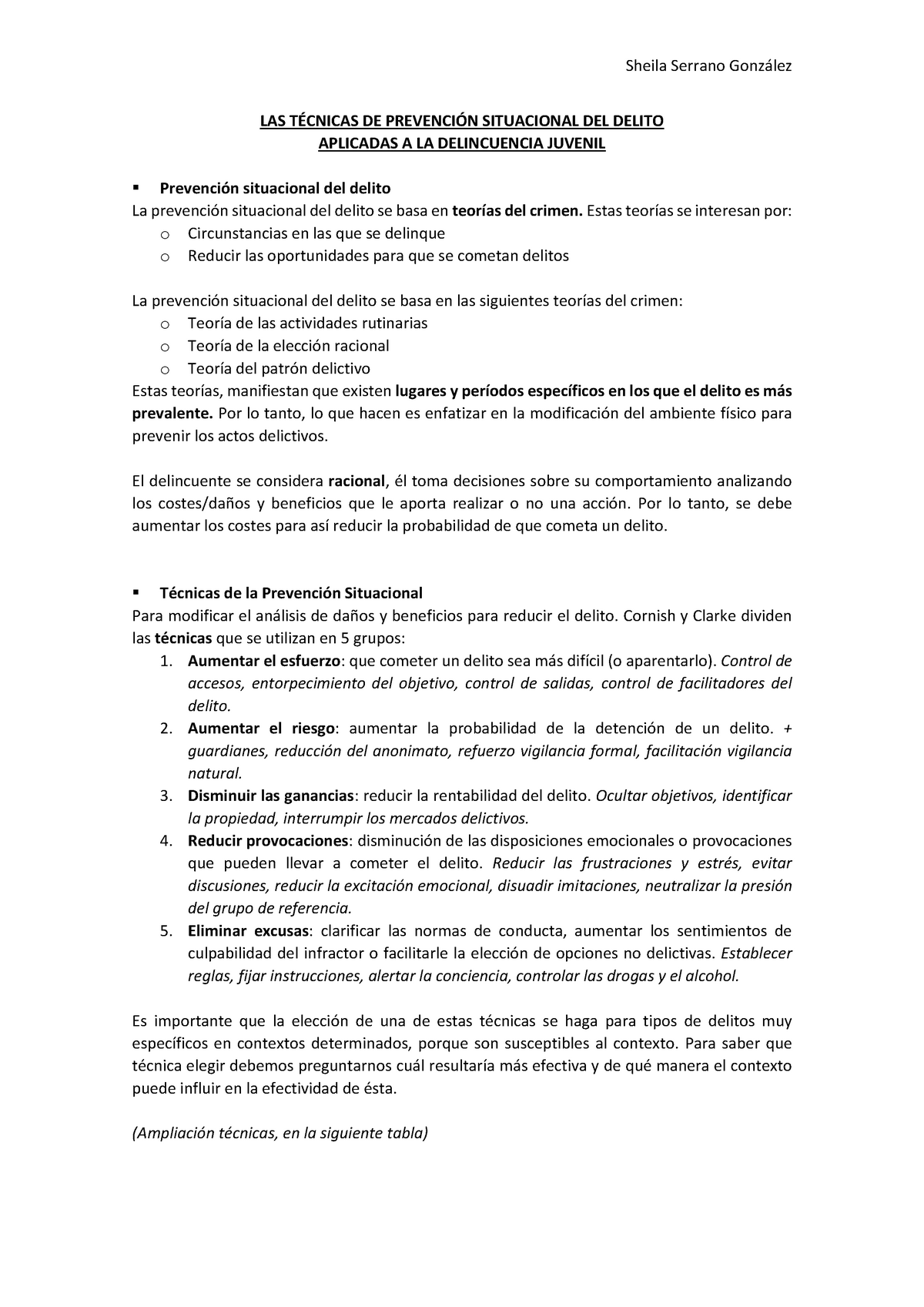 Técnicas De Prevención Situacional Para La Delincuencia Juvenil - StuDocu