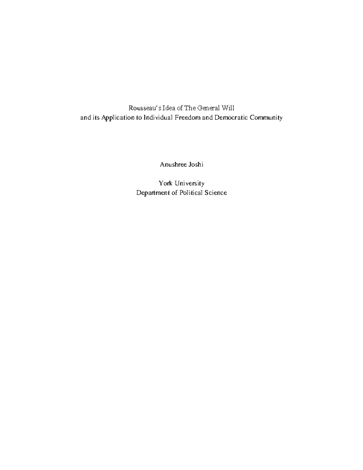 Rousseaus Idea of The General Will and i - Rousseau’s Idea of The ...