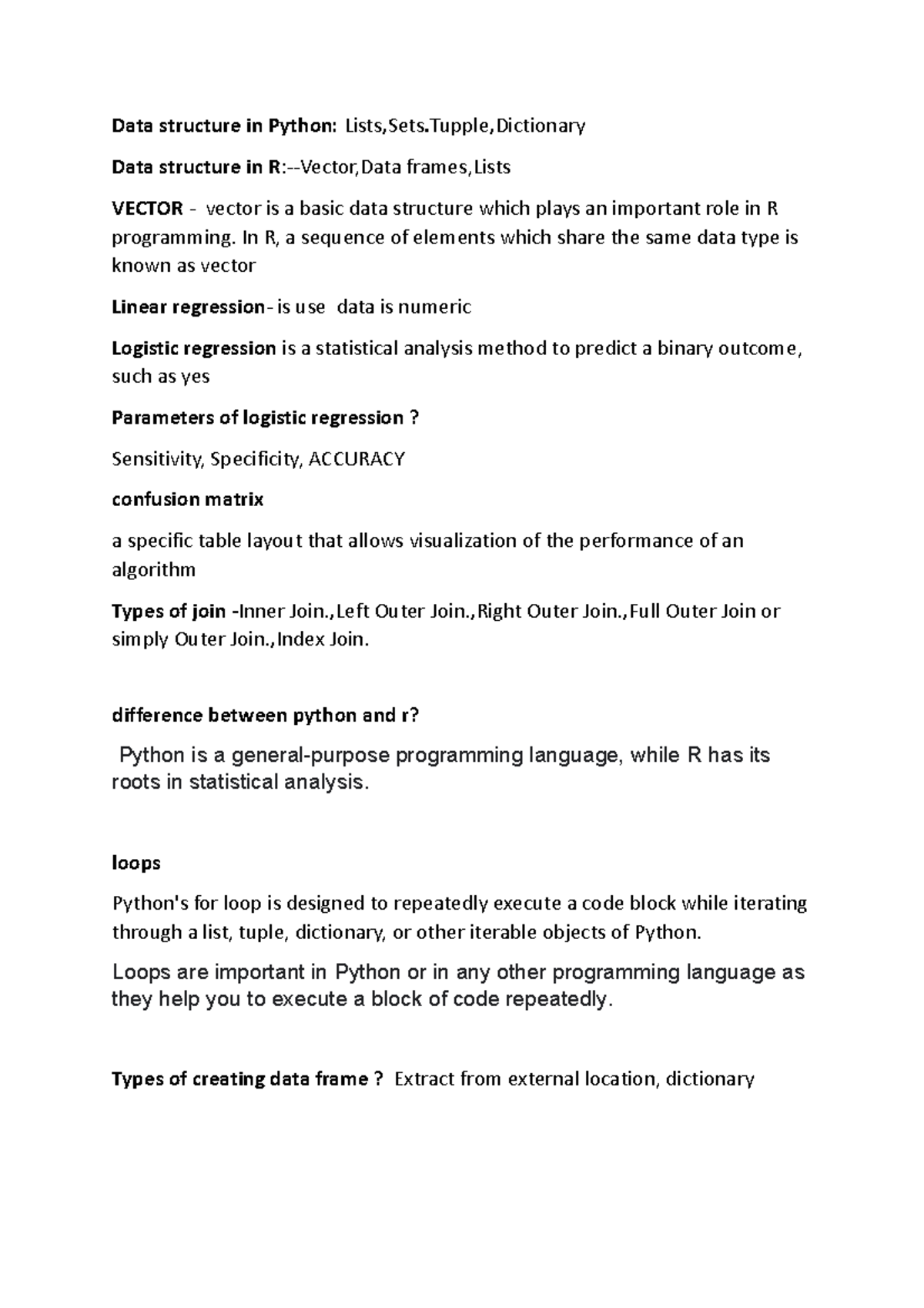 Data structure in Python - In R, a sequence of elements which share the ...