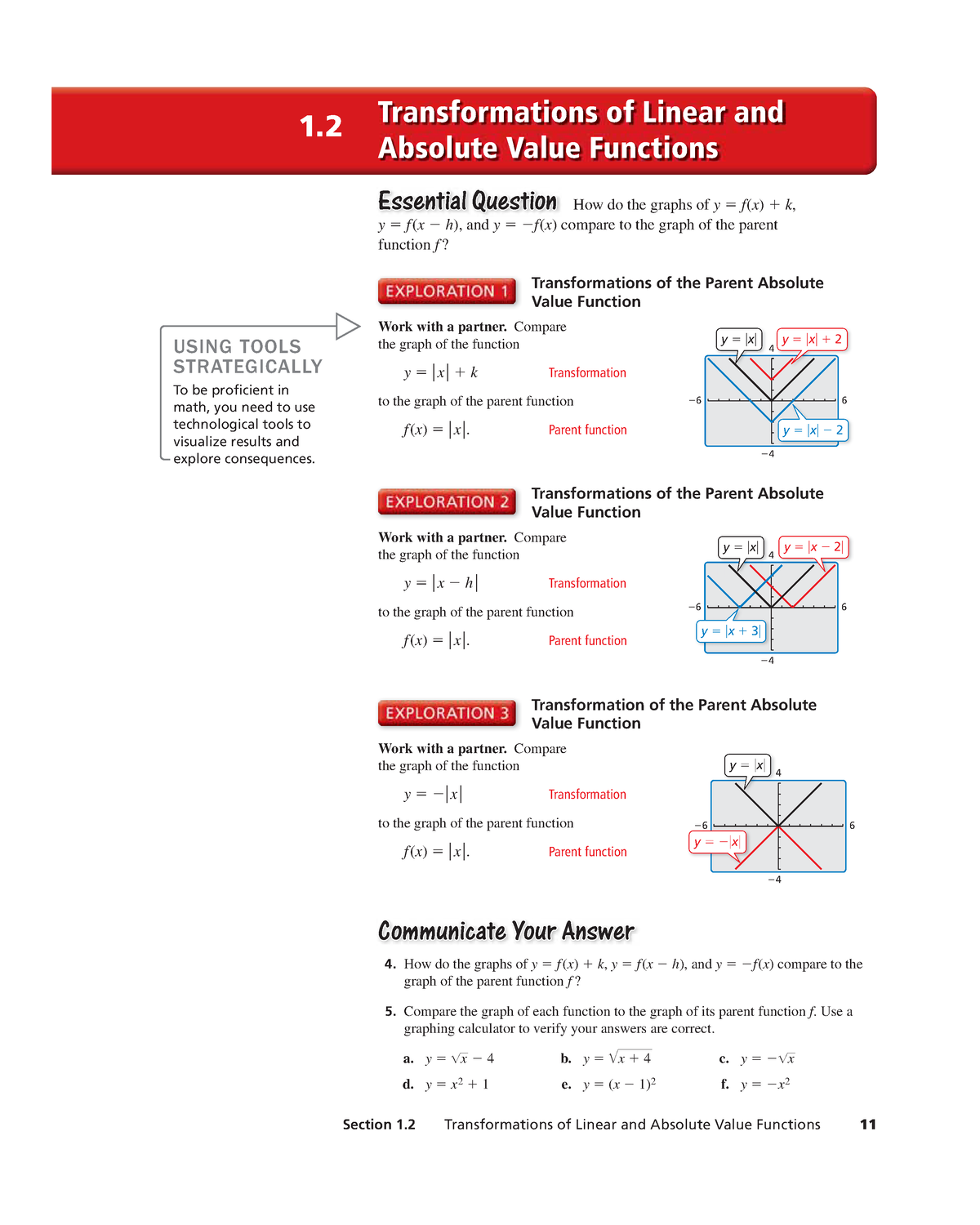 Cty Al2 1 2 Chapter 1 2 Section 1 Transformations Of Linear And Absolute Value Functions 11 Studocu