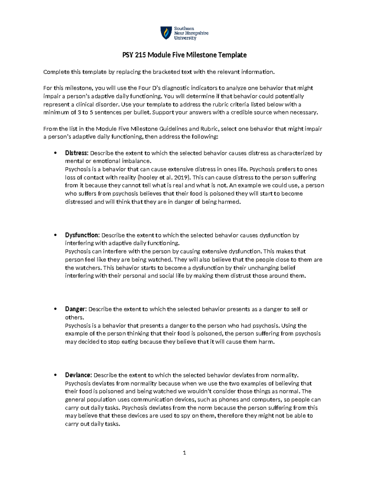 PSY 215 Module Five Milestone Template - PSY 215 Module Five Milestone ...
