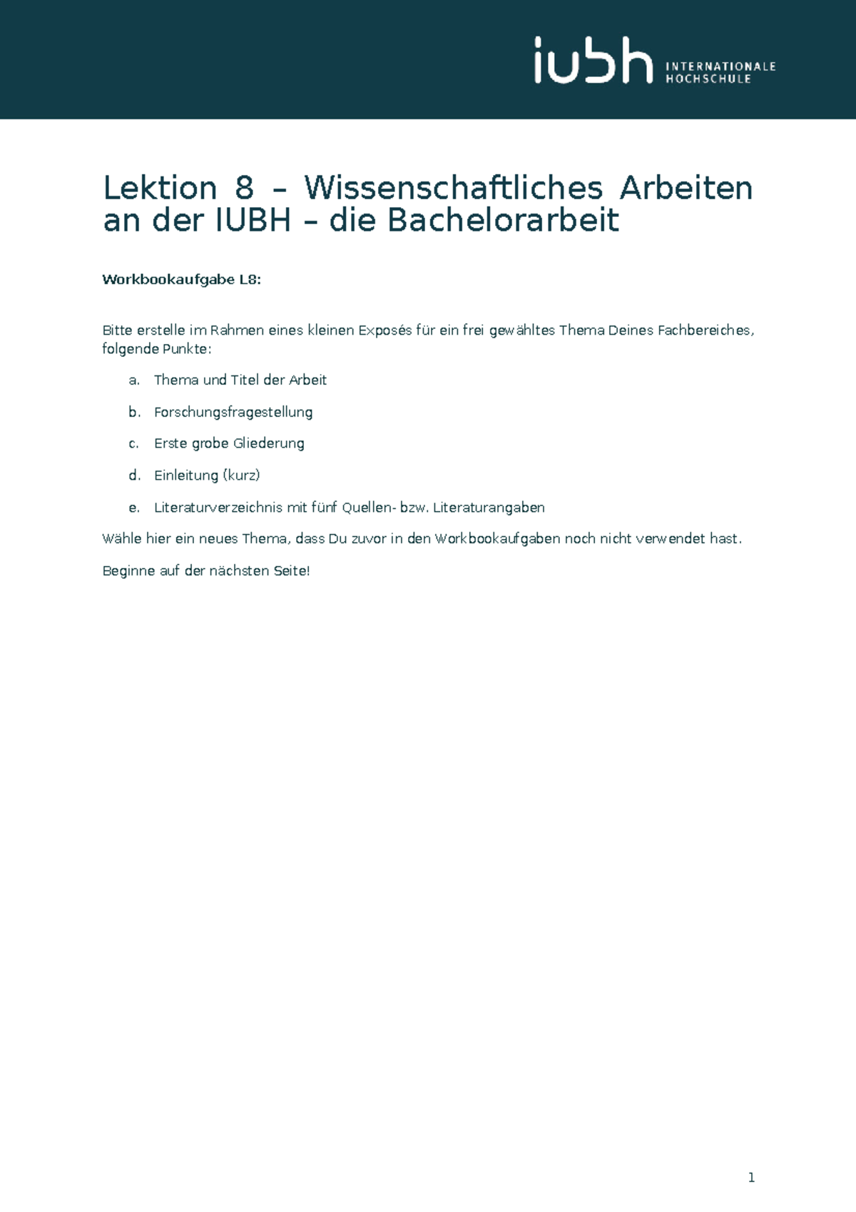 Workbook 8 - Lektion 8 – Wissenschaftliches Arbeiten An Der IUBH – Die ...