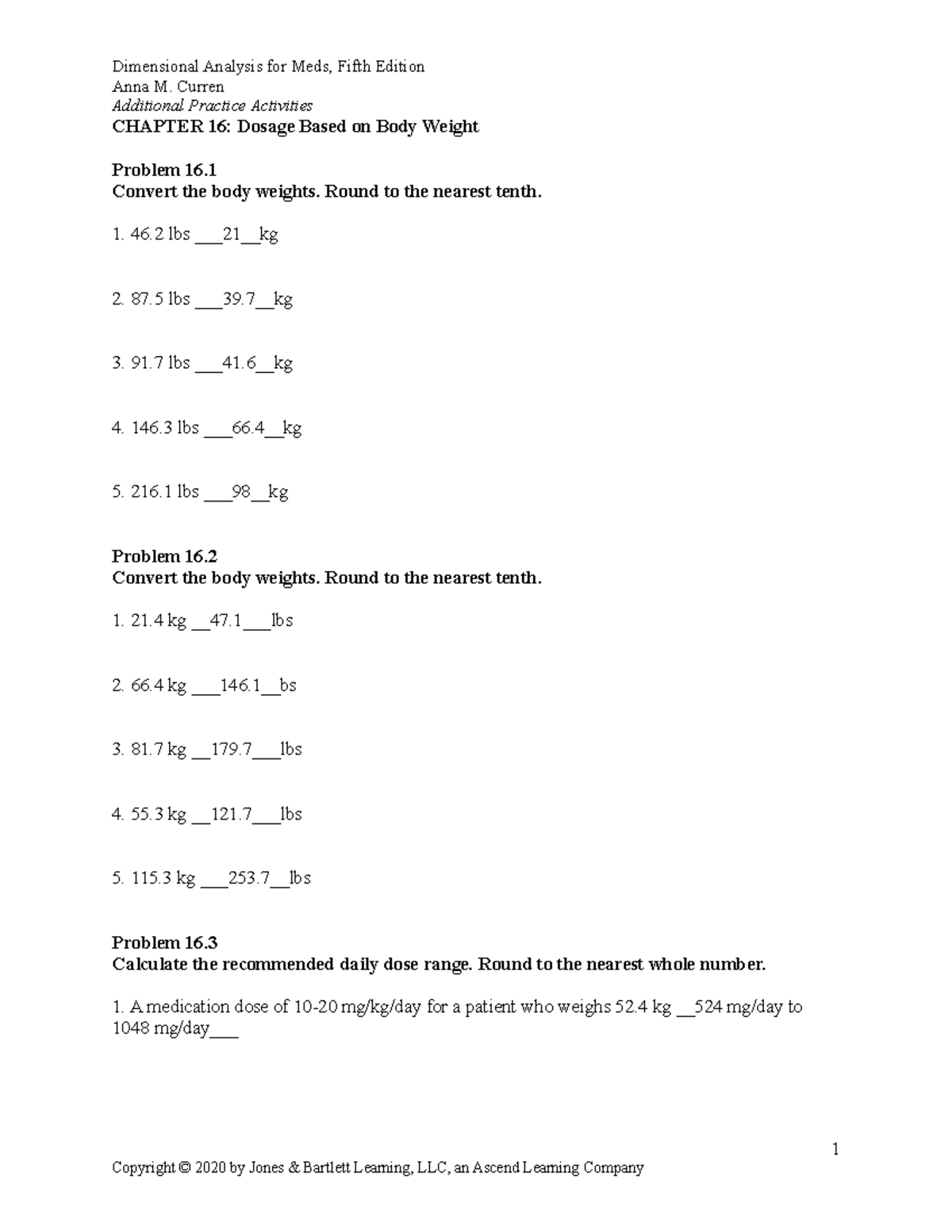 PRAC CH16 Student Word - Chapter 16 Practice Answers - Dimensional ...