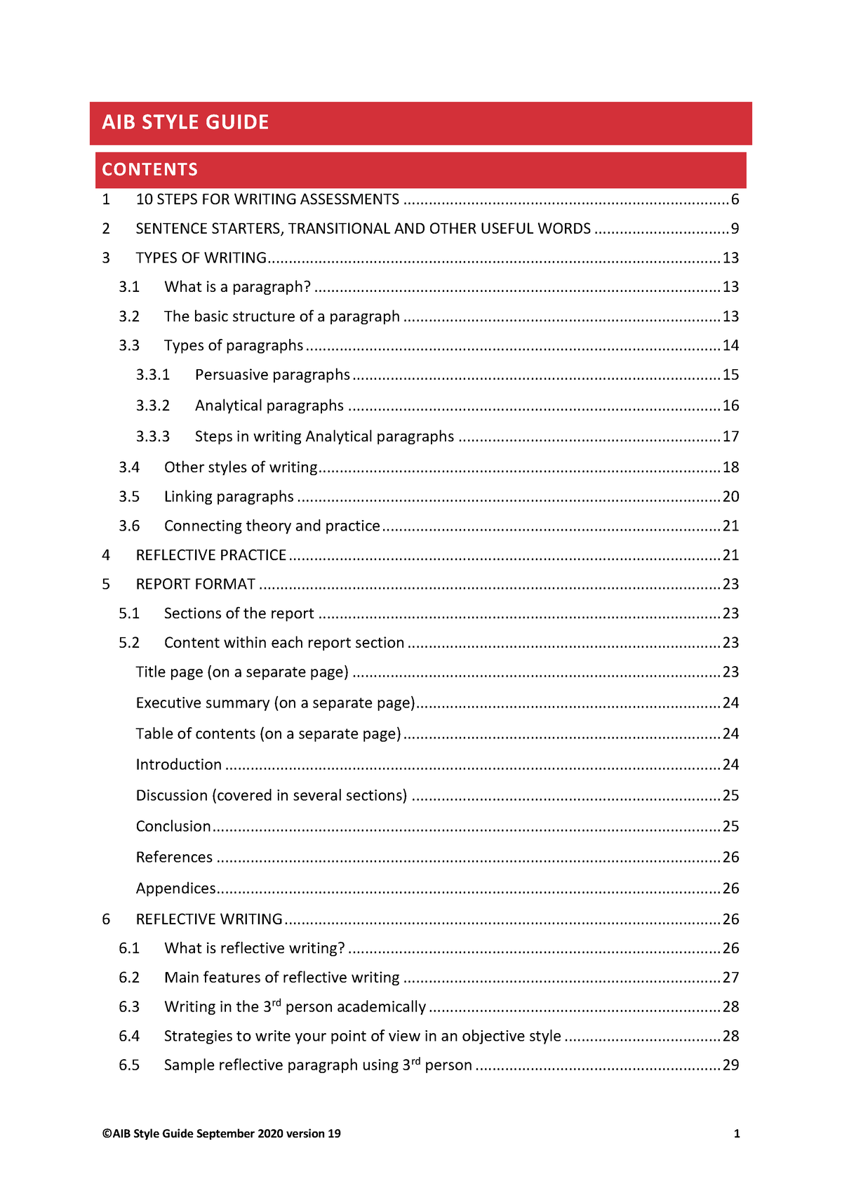 assignment style guide abe