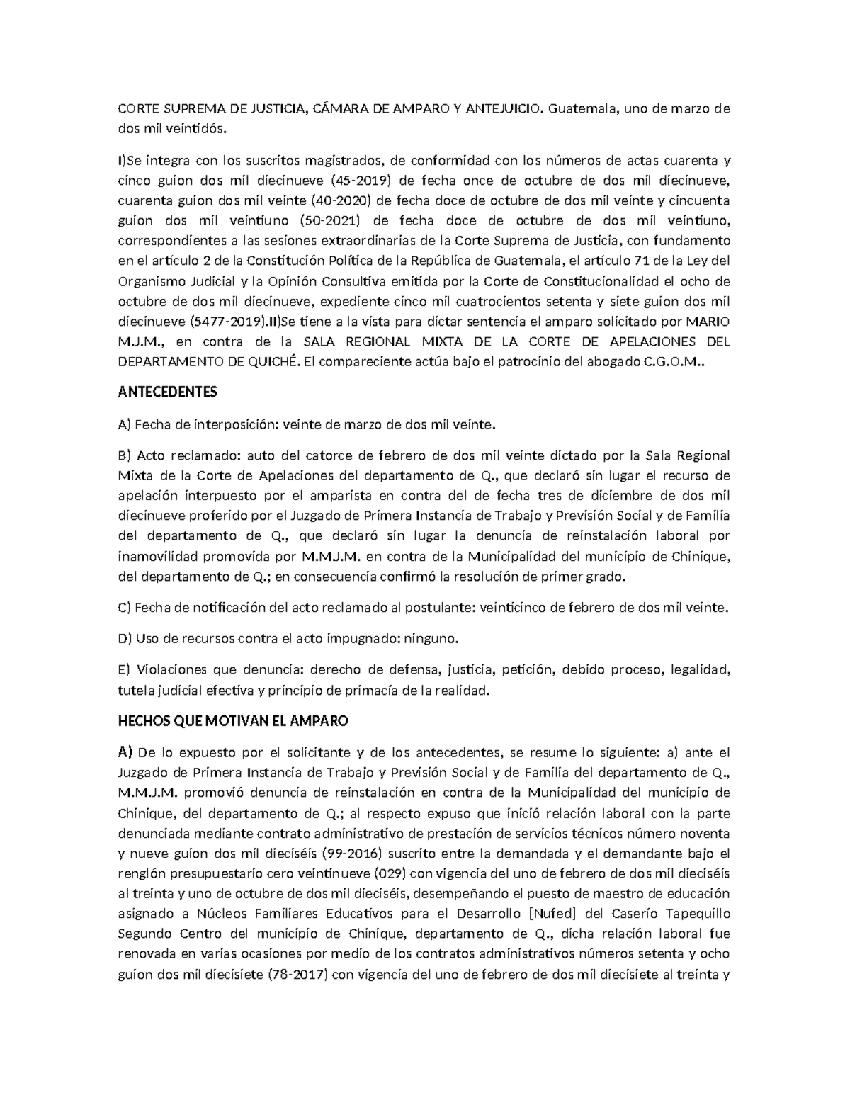 Corte Suprema DE Justicia - CORTE SUPREMA DE JUSTICIA, CÁMARA DE AMPARO ...