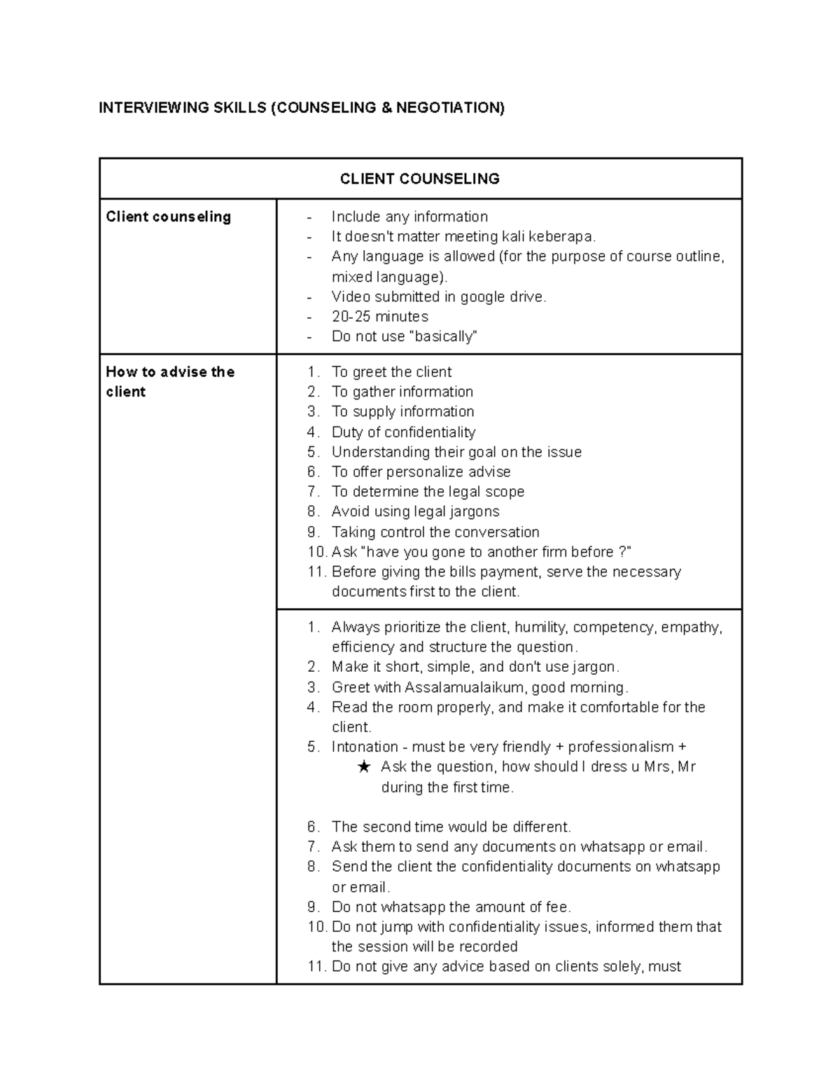 1. Interviewing Skills - INTERVIEWING SKILLS (COUNSELING & NEGOTIATION ...