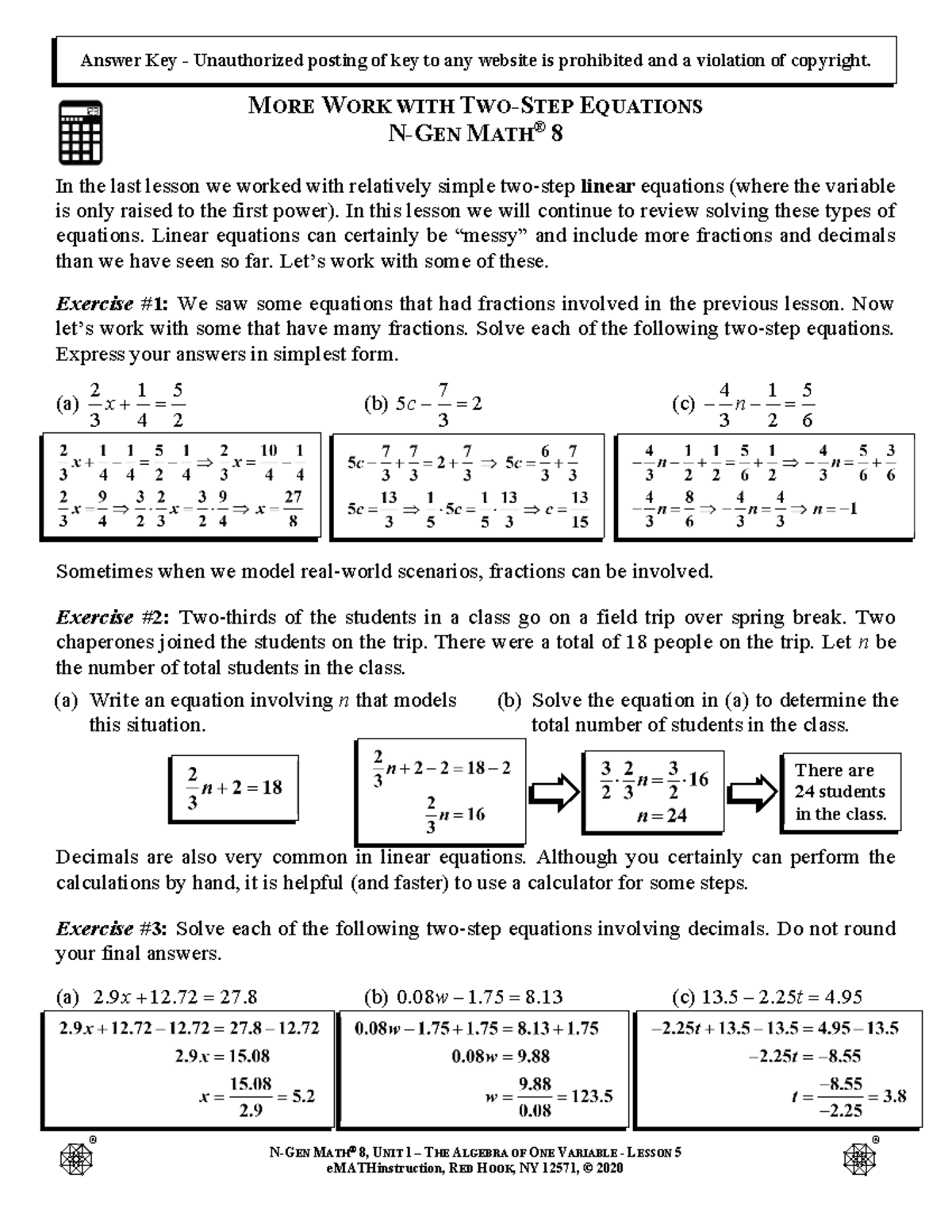 Unit1Lesson 5Answer Key - Name: ______________________________ Date