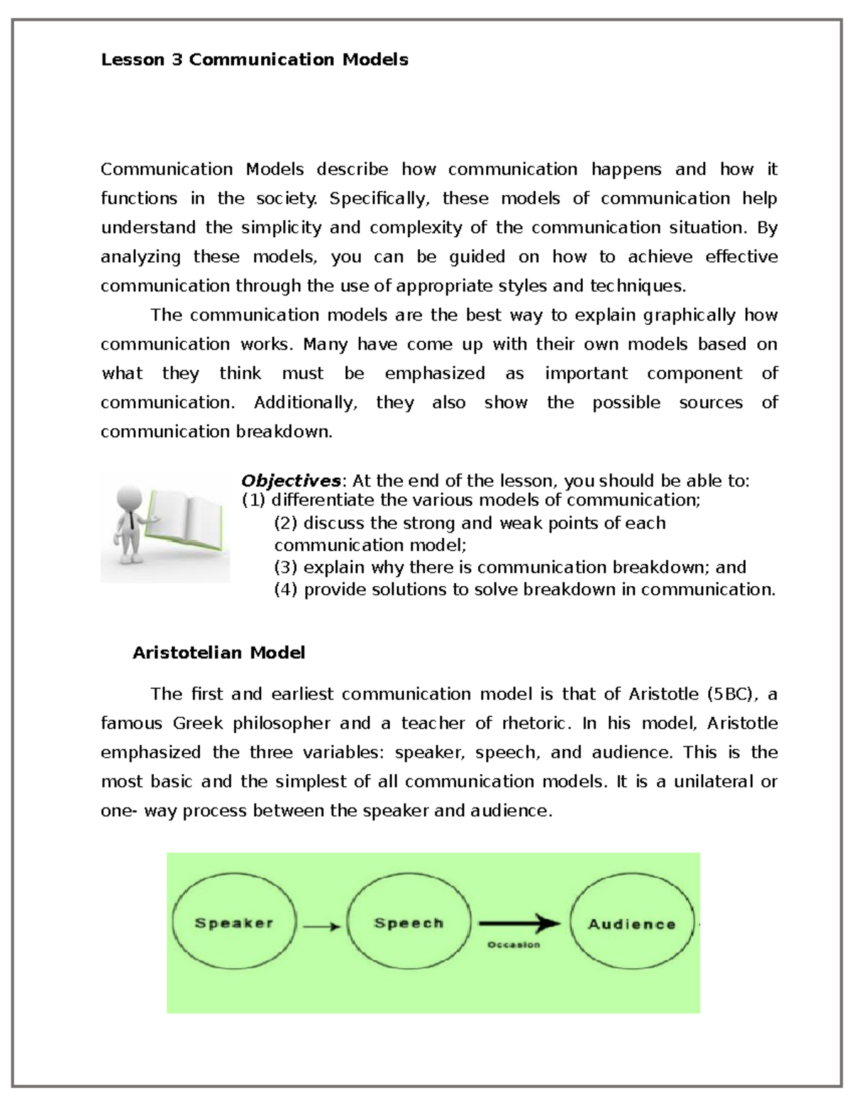 essay about communication models