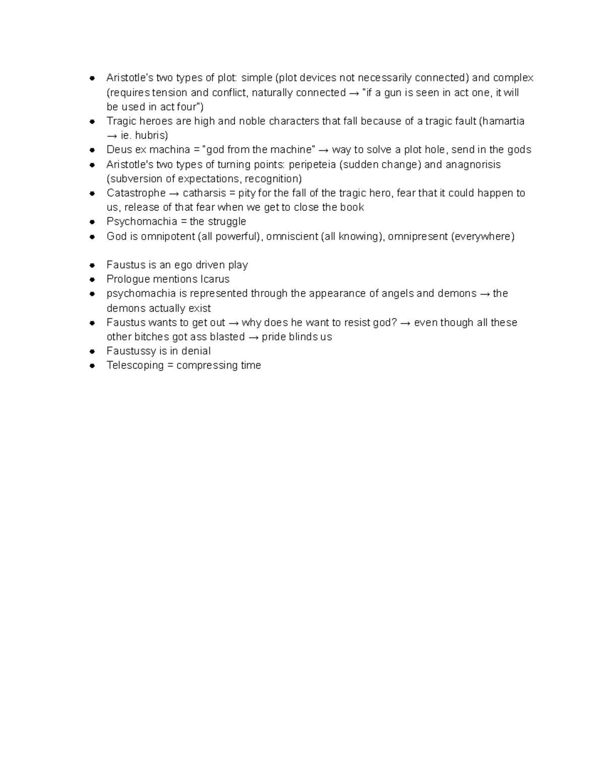 Doctor Faustus Professor Dr. Dustin Stegner Aristotle’s two types of plot simple (plot