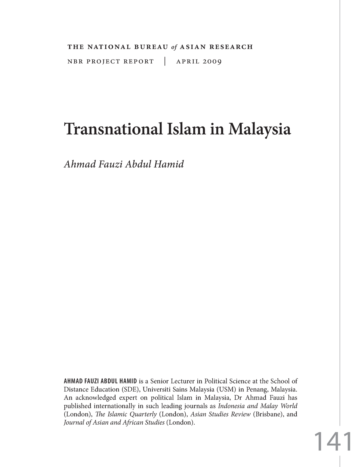 Transnational Islam In Malaysia - Teori Hubungan Internasional 2 ...