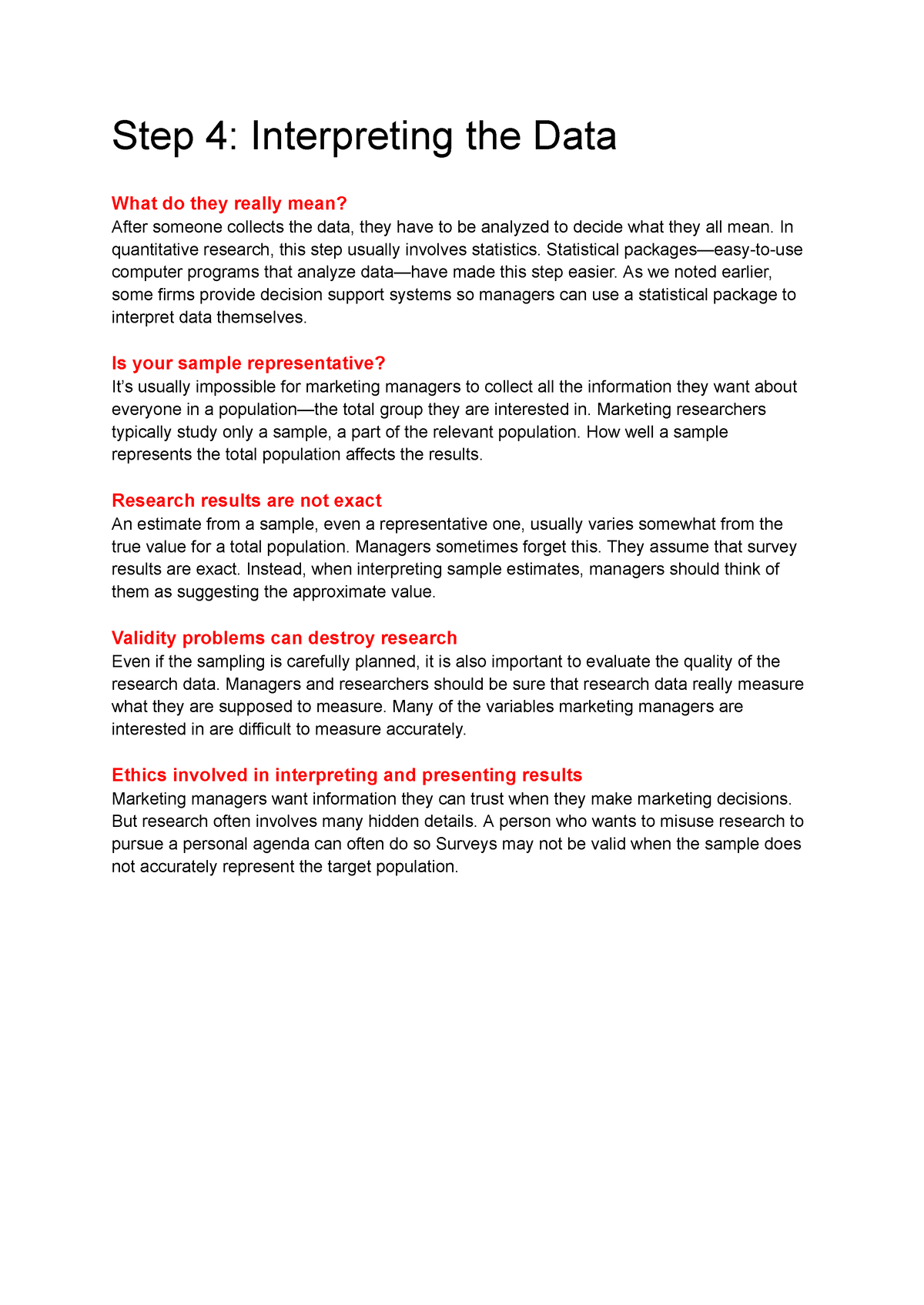 Step 4: Analysing and Interpreting the Data