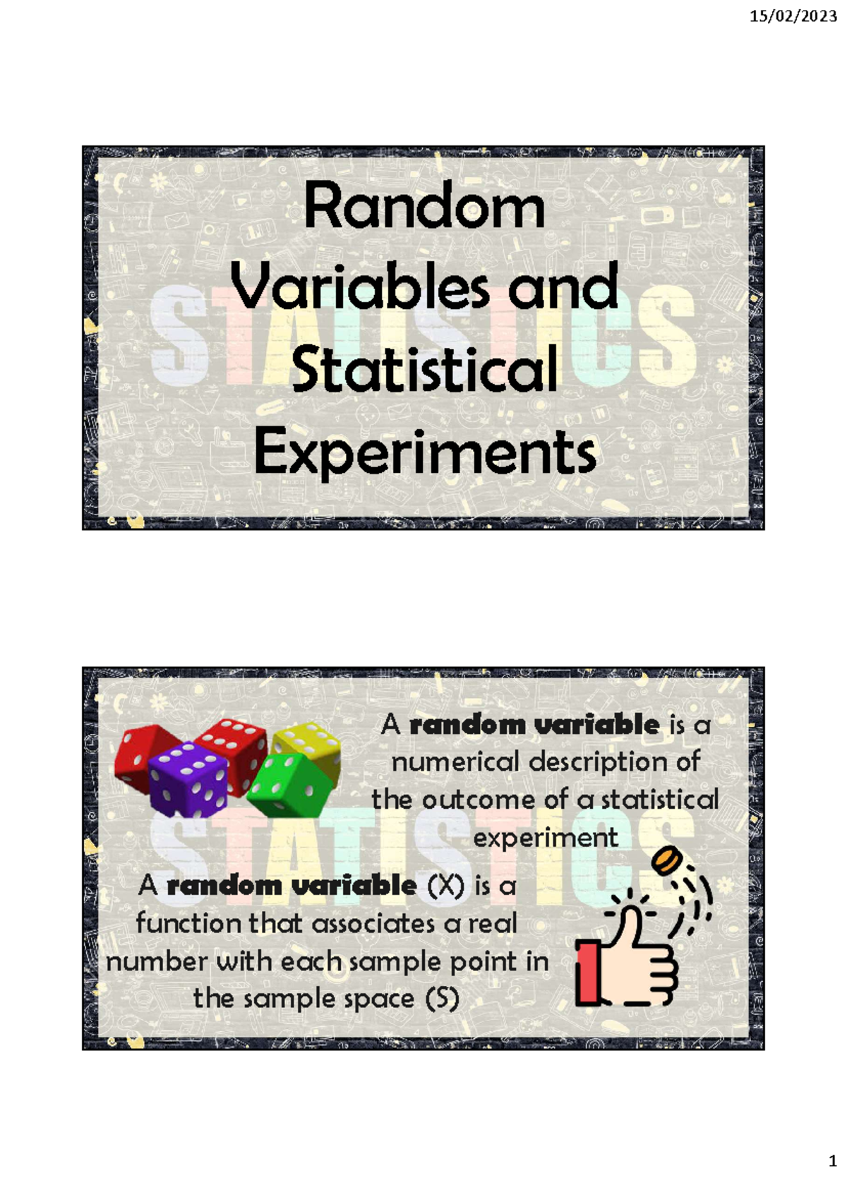 Lesson 4 - Random-Variable - Random Variables and Statistical ...