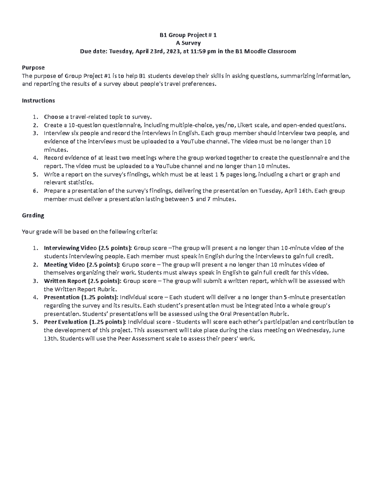 Inglés Iii B Project 1 Pasos De Un Proyecto B1 Group Project 1