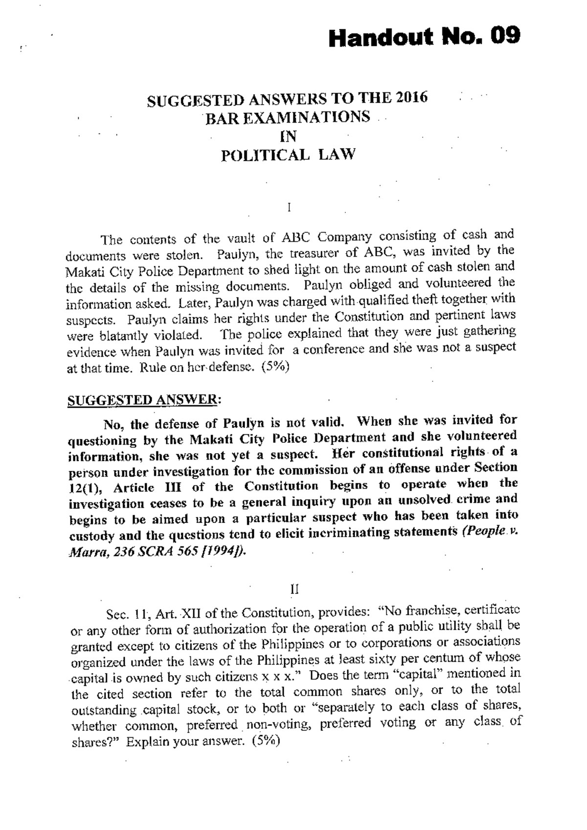 2016 Political Law Bar QA Question and Answer Bar Exam 2016 Studocu