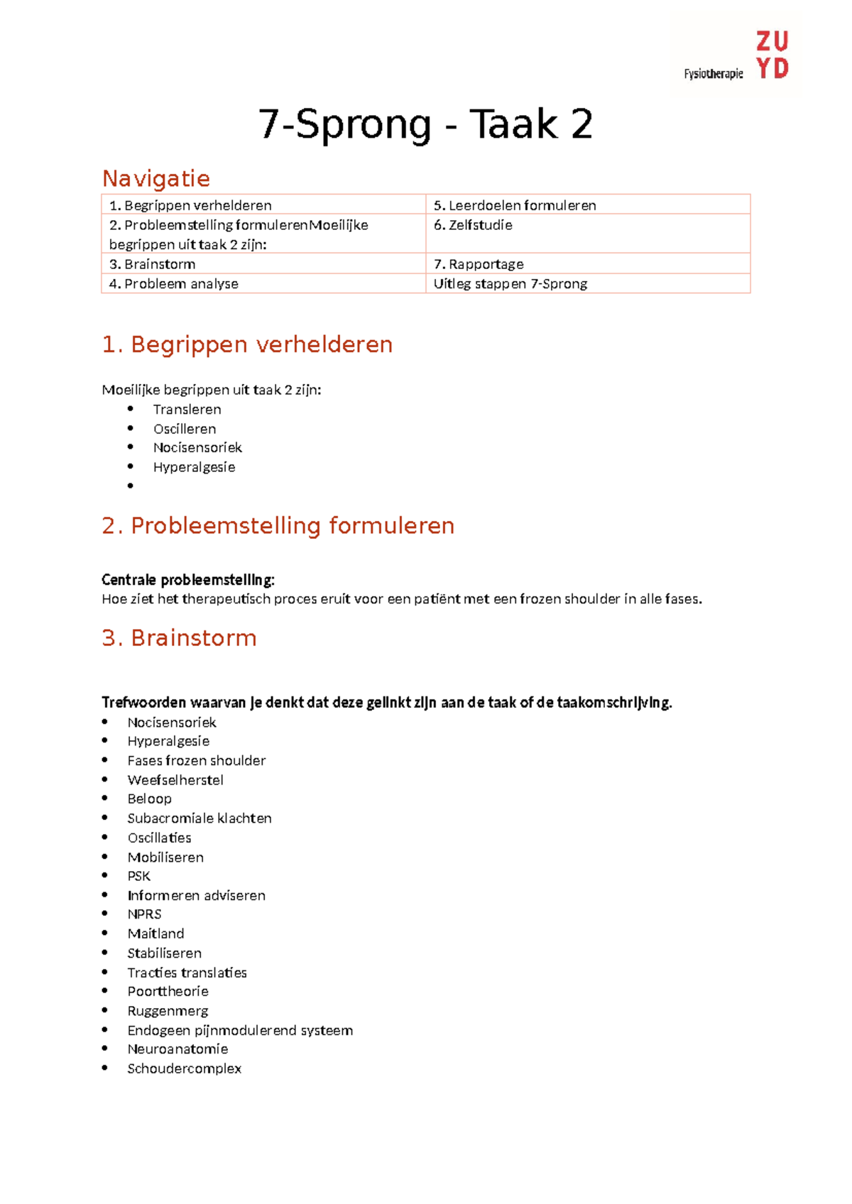 7-sprong Taak 2 - 7-Sprong - Taak 2 Navigatie 1. Begrippen Verhelderen ...