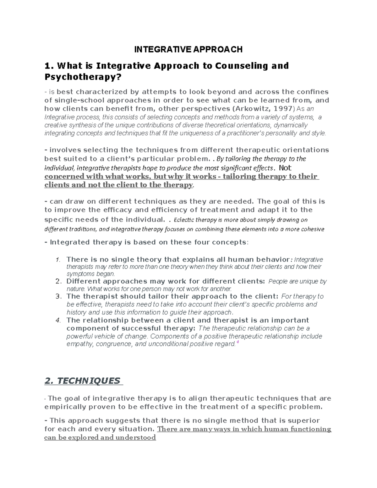 Integrative Approach Written Report - INTEGRATIVE APPROACH 1. What is ...