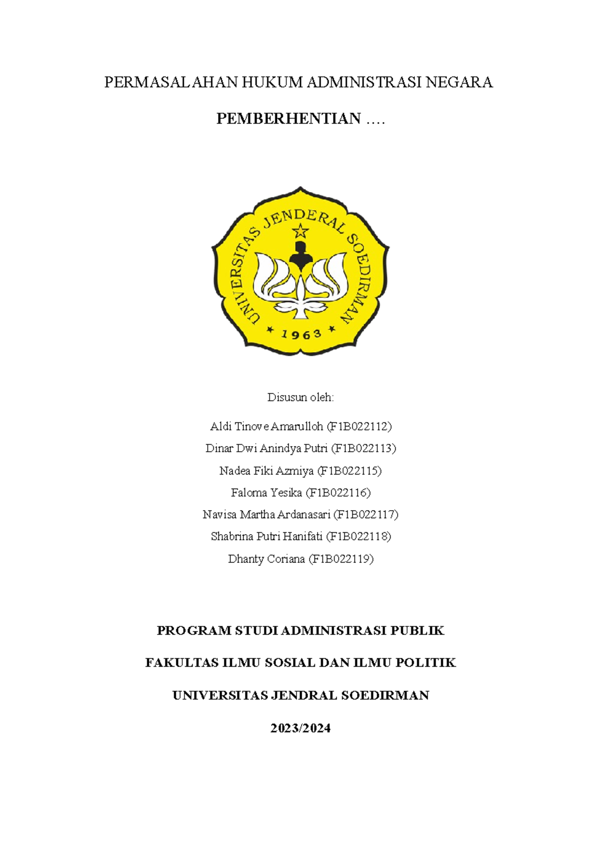 Makalah HAN Pemberhentian ASN Sepiihak - PERMASALAHAN HUKUM ...