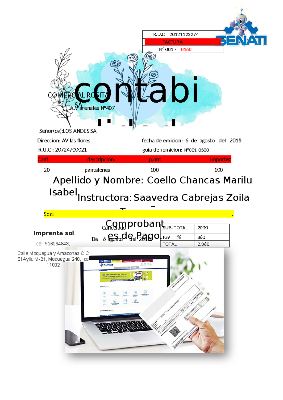 Comprobantes de pago 2023 - COMERCIAL ROSITA SA contabi lidad Apellido ...