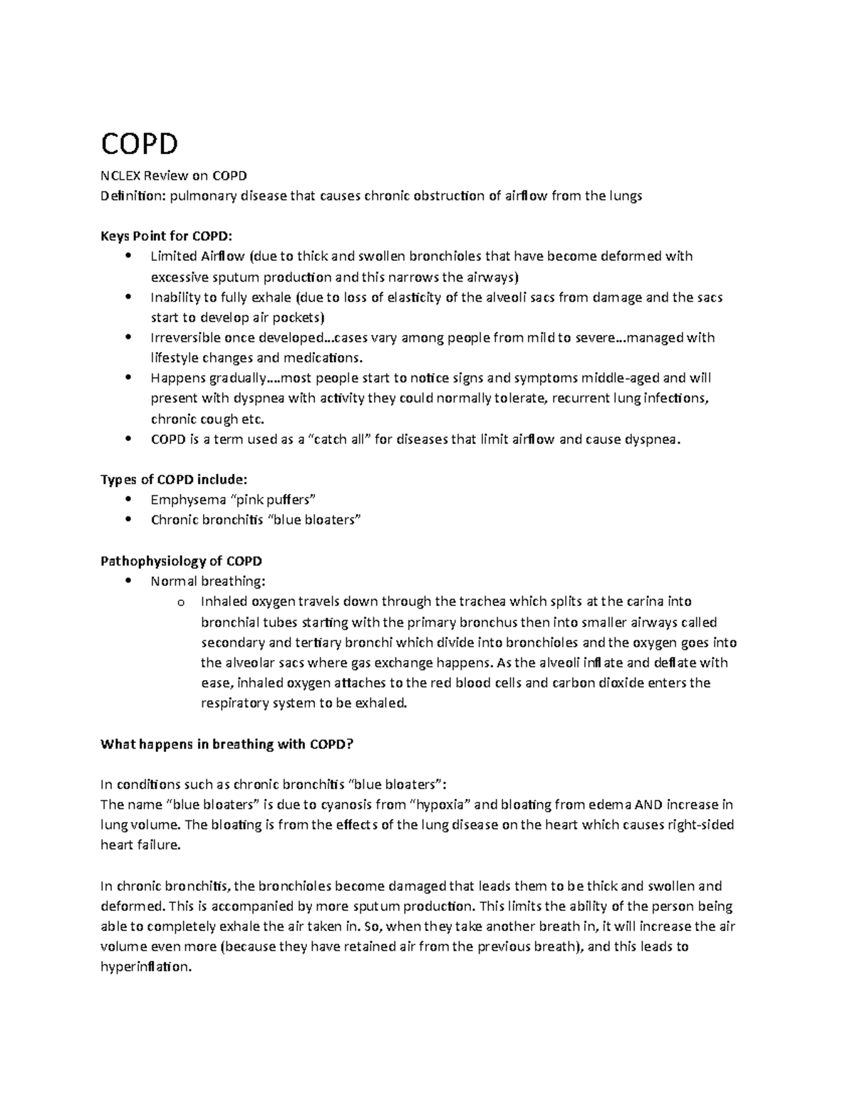 COPD NCLEX Review: Definition Pathophysiology Symptoms and Diagnosis ...