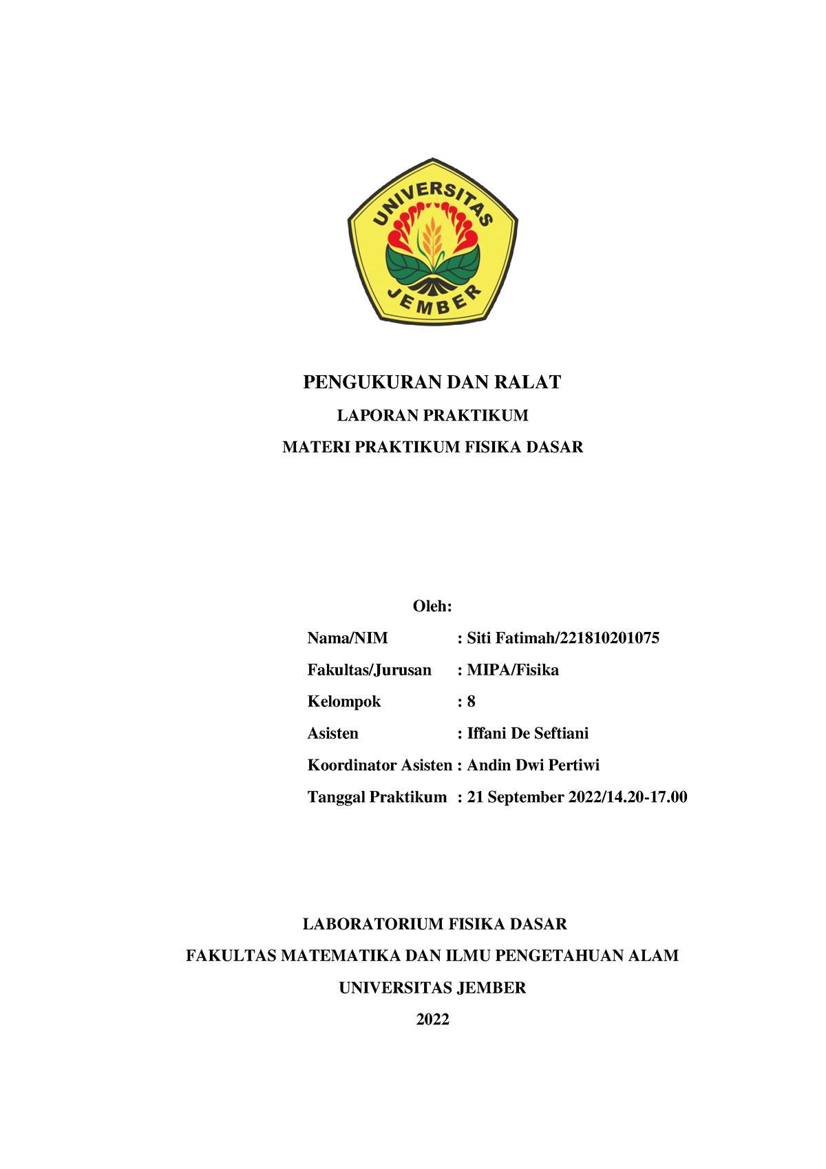 Siti Fatimah 2218102010 75 Laporan Pengukuran Modul 1 - PENGUKURAN DAN ...